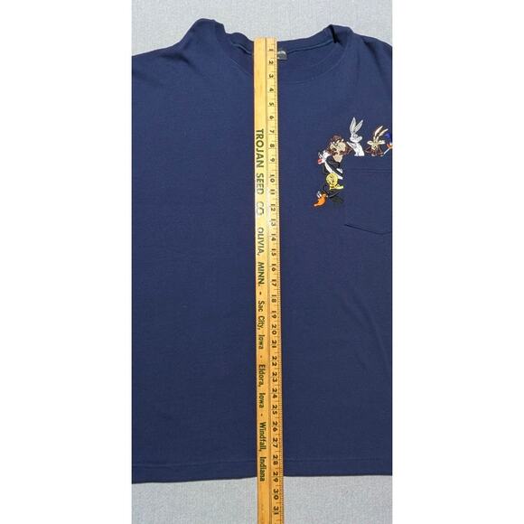 Vintage 1995 Warner Bros Studio Store Looney Tunes Long Sleeve Shirt L Navy - Picture 6 of 7